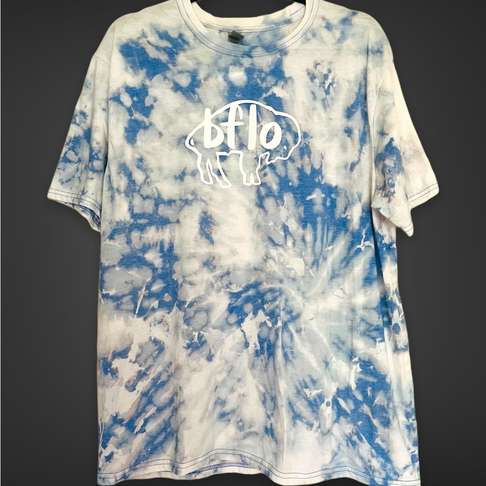 Buffalo bills Blue and White bleached Tie-Dye T-Shirt